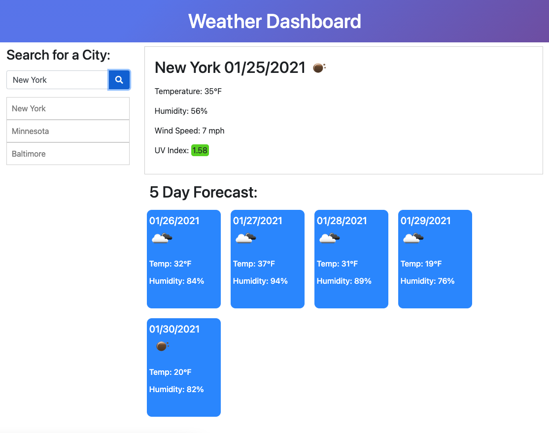 Weaher Dashboard